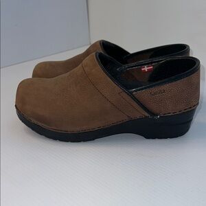 Sanita Brown Leather Clogs